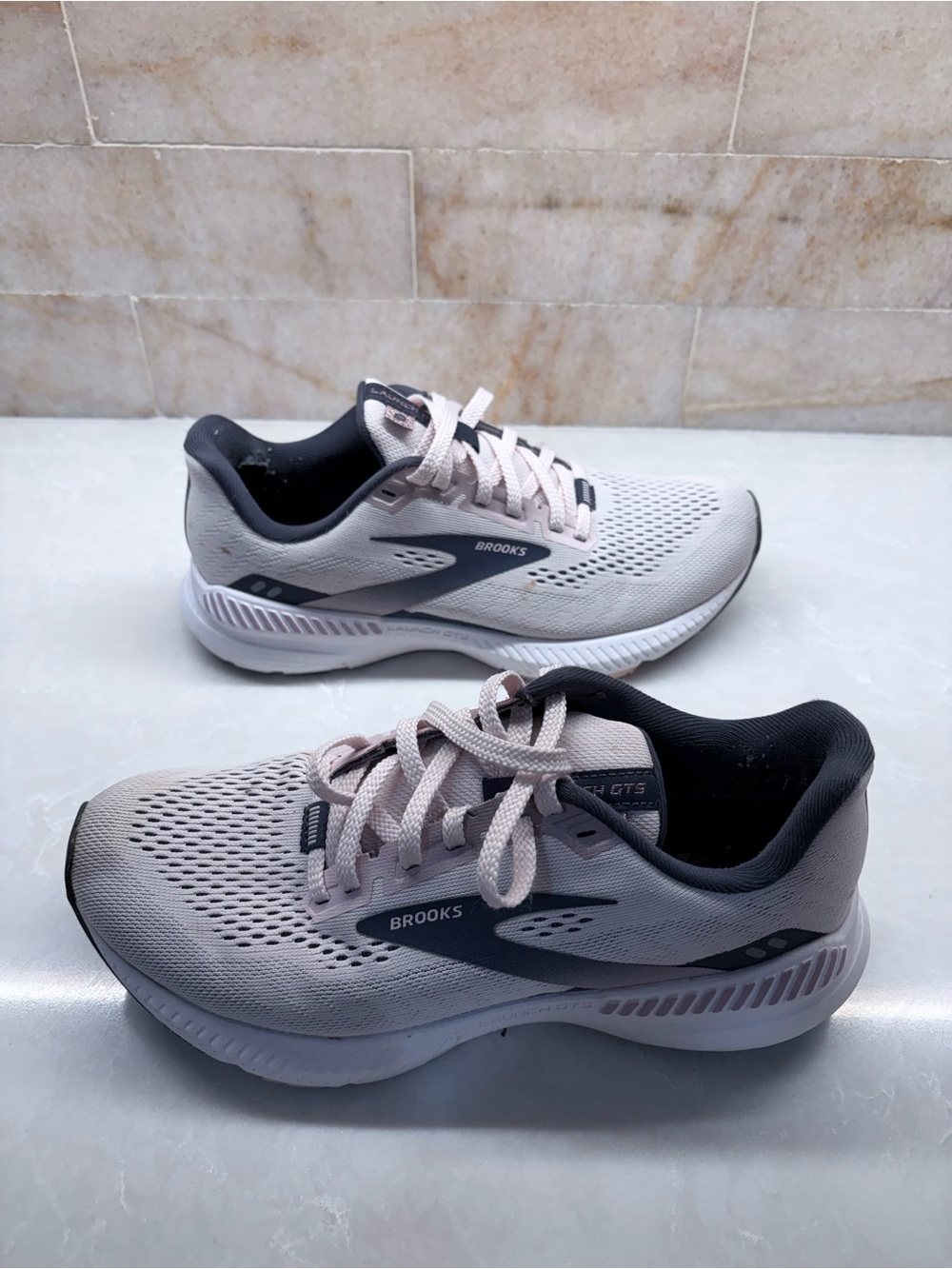 Brooks Women's Running Sneakers in Pale Pink and Black